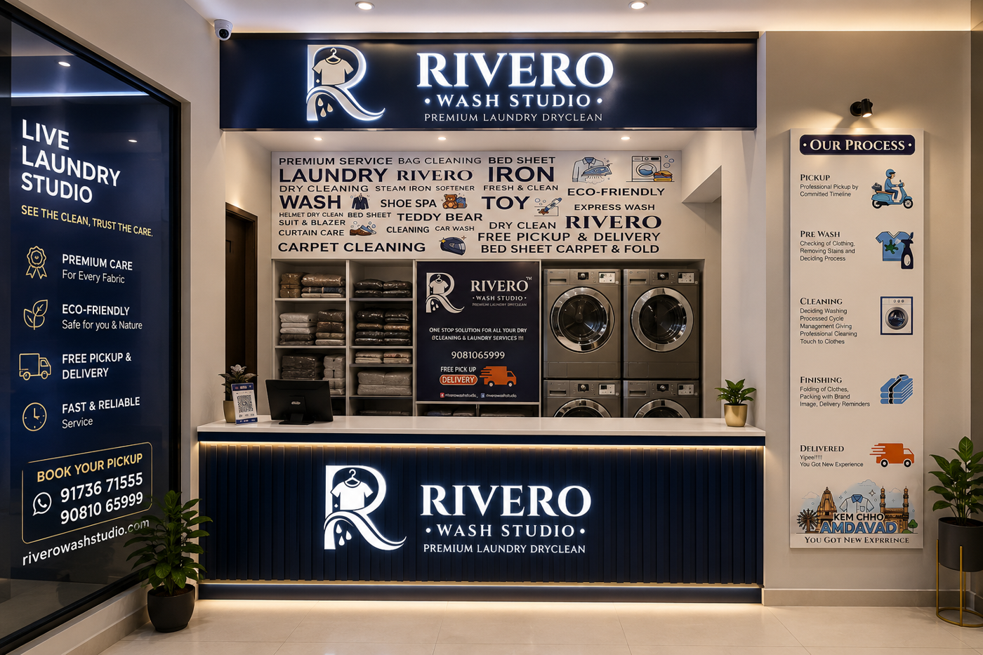 Rivero Wash Studio service counter and machines